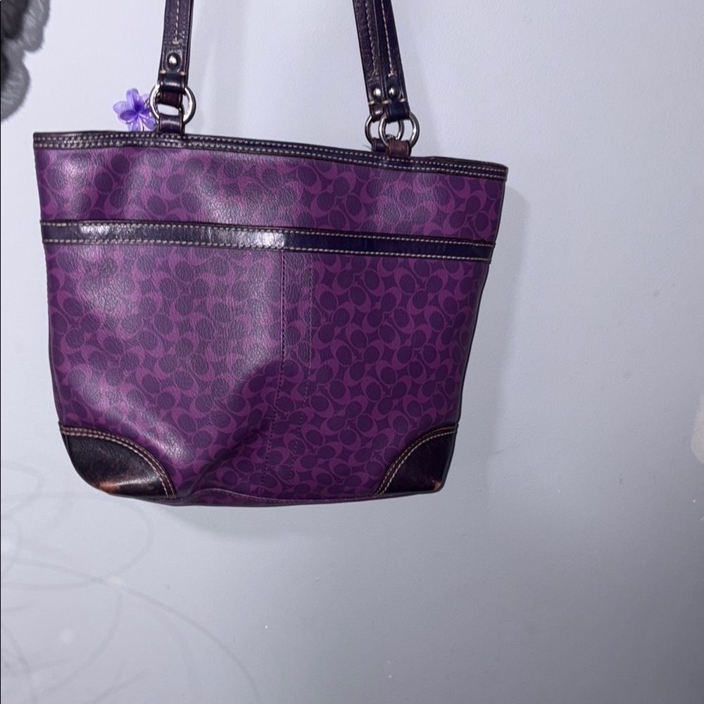 Coach Purple Monogram Tote Bag - Picture 3 of 8